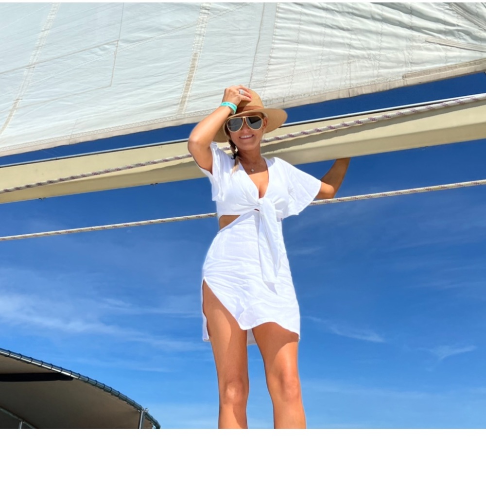 👙White Linen Tie Front Coverup👙
